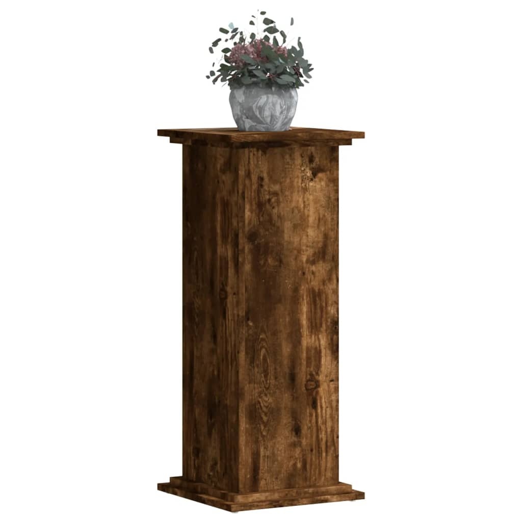 VidaXL Plantenstandaard 33x33x80 cm bewerkt hout gerookt eikenkleurig