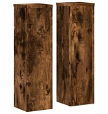 VidaXL Plantenstandaards 2 st 17x17x60 cm bewerkt hout gerookt eiken