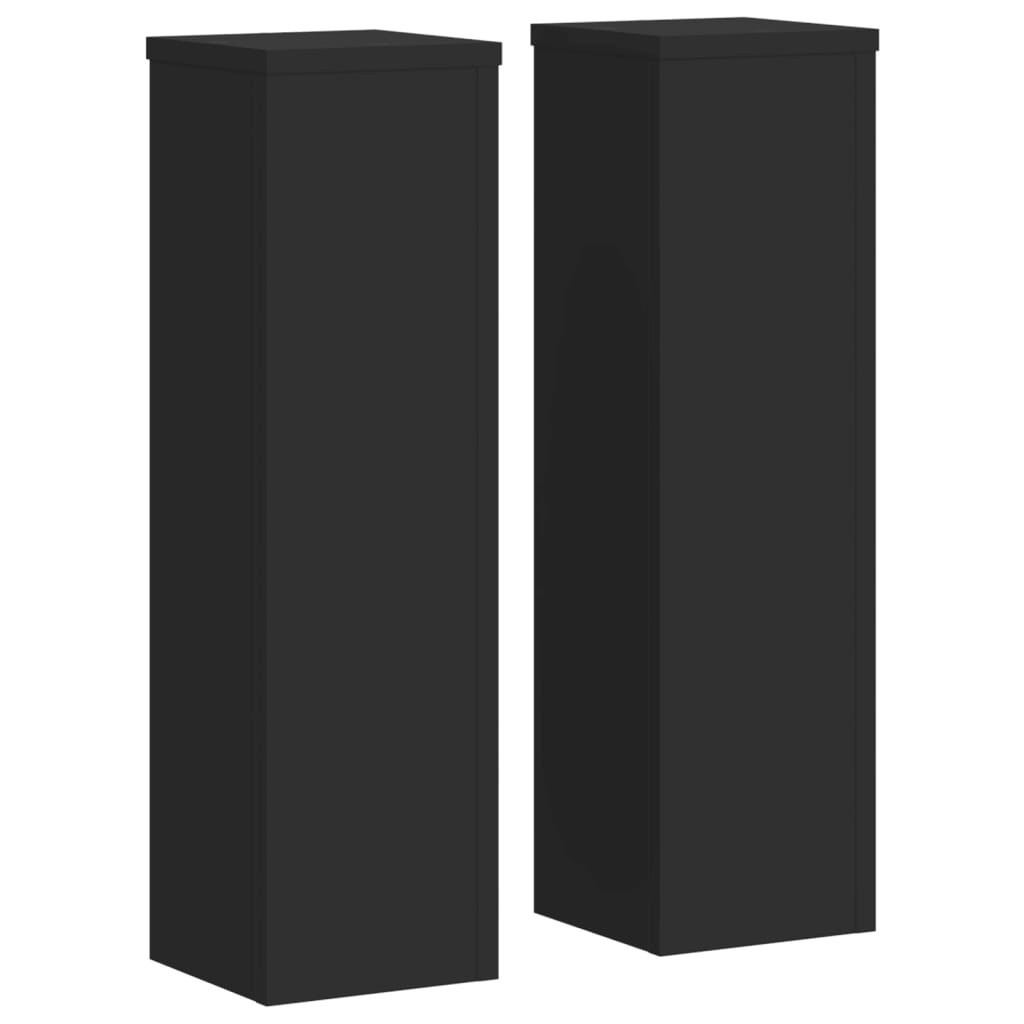 VidaXL Plantenstandaards 2 st 17x17x60 cm bewerkt hout zwart