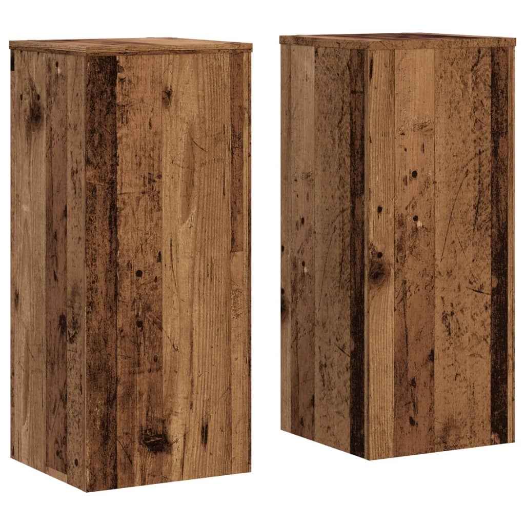VidaXL Plantenstandaards 2 st 30x30x70 cm bewerkt hout oud houtkleurig
