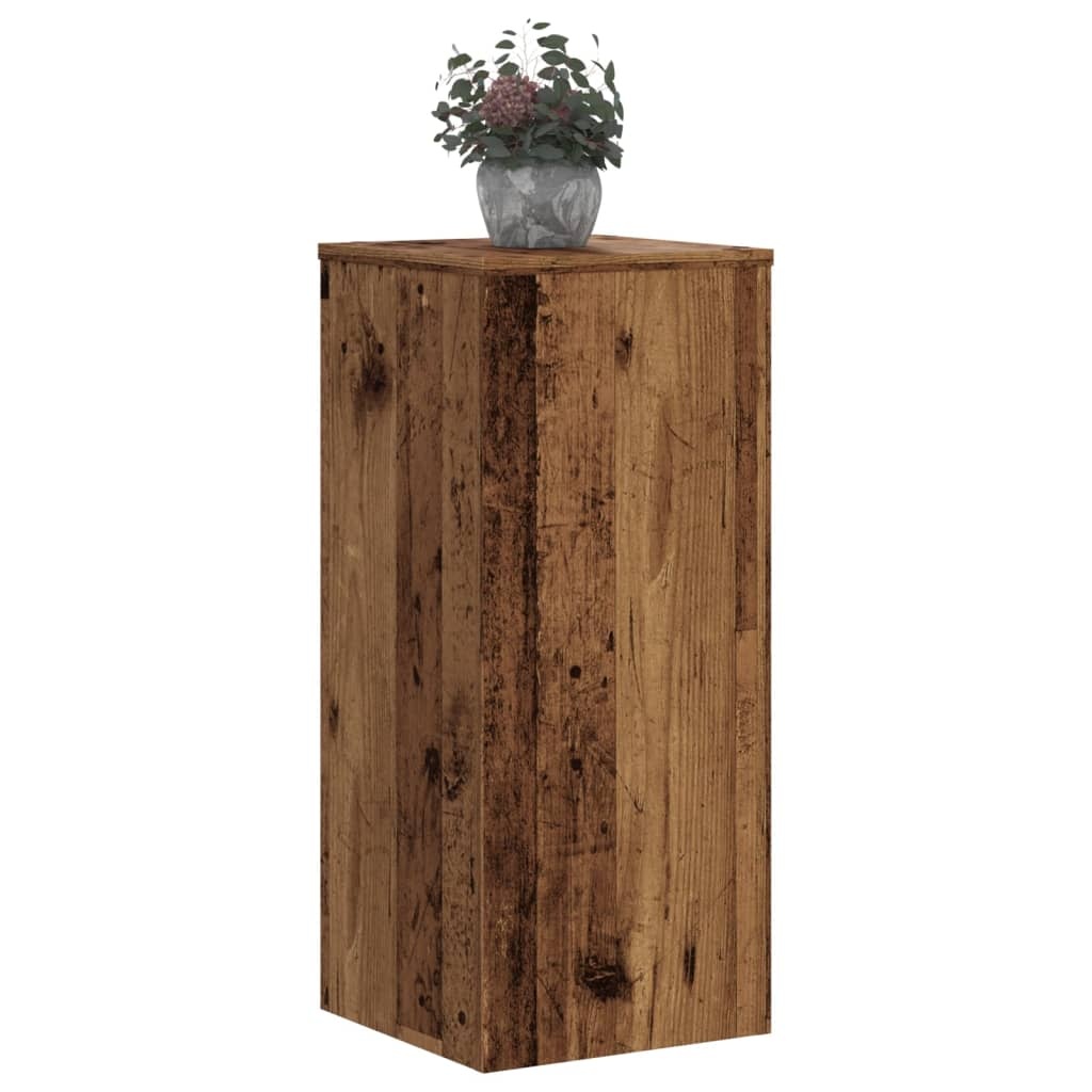 VidaXL Plantenstandaards 2 st 30x30x70 cm bewerkt hout oud houtkleurig