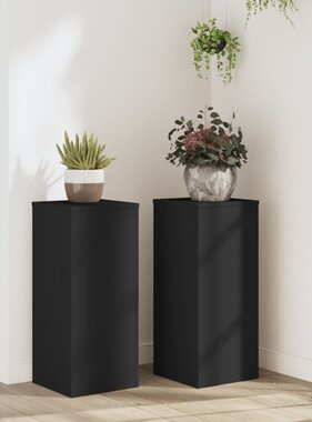 VidaXL Plantenstandaards 2 st 30x30x70 cm bewerkt hout zwart