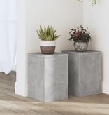 VidaXL Plantenstandaards 2 st 20x20x30 cm bewerkt hout betongrijs