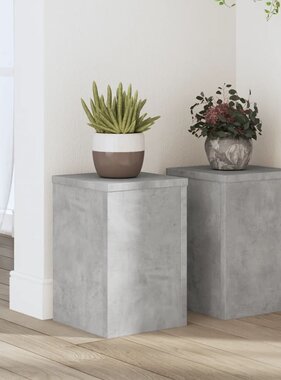 VidaXL Plantenstandaards 2 st 20x20x30 cm bewerkt hout betongrijs