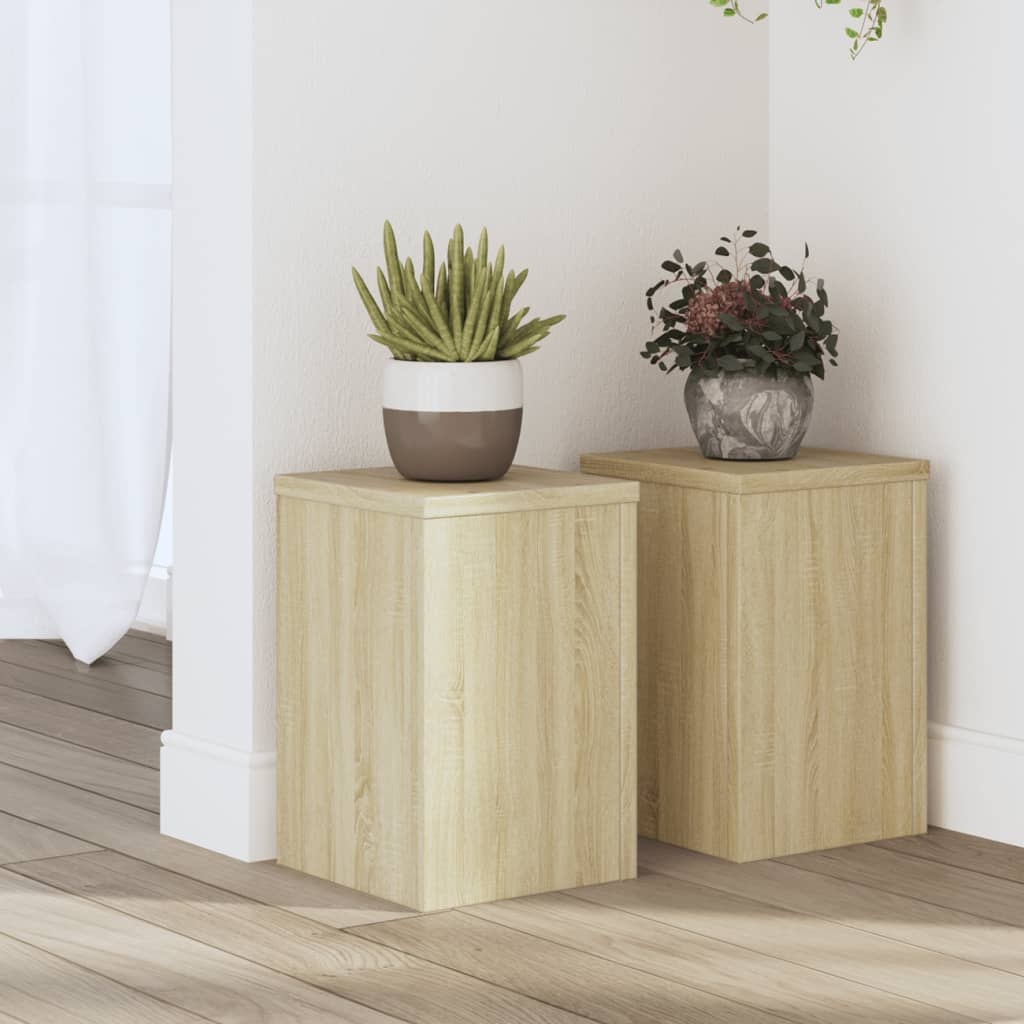VidaXL Plantenstandaards 2 st 20x20x30 cm bewerkt hout sonoma eiken