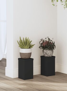 VidaXL Plantenstandaards 2 st 10x10x18 cm bewerkt hout zwart