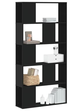 VidaXL Boekenkast 5-laags 80,5x23,5x162,5 cm bewerkt hout zwart