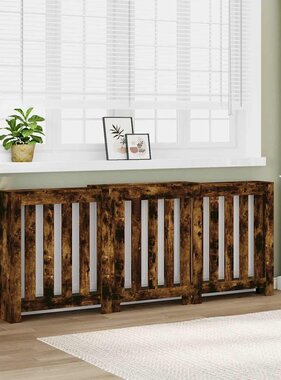 VidaXL Radiatorombouw 205x21,5x83,5 cm bewerkt hout gerookt eikenkleur