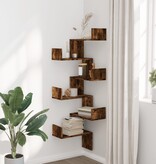 VidaXL Hoekwandschap 45x45x147 cm bewerkt hout gerookt eikenkleurig
