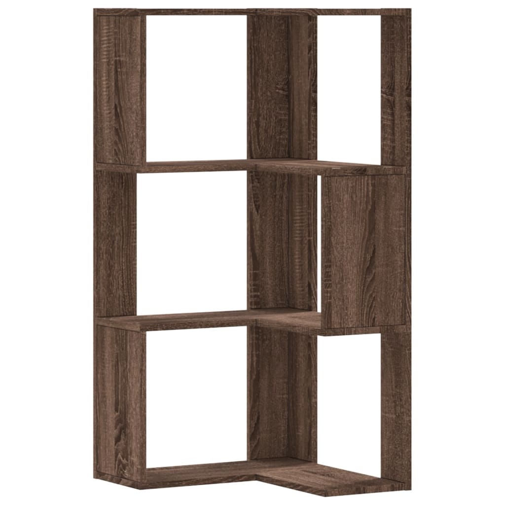 VidaXL Boekenkast 3-laags hoek 50x50x102 cm bewerkt hout bruin eiken
