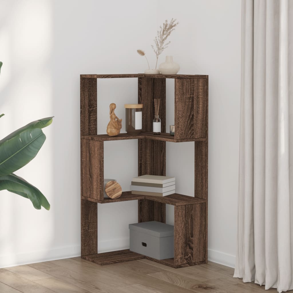 VidaXL Boekenkast 3-laags hoek 50x50x102 cm bewerkt hout bruin eiken