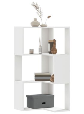 VidaXL Boekenkast 3-laags hoek 50x50x102 cm bewerkt hout wit