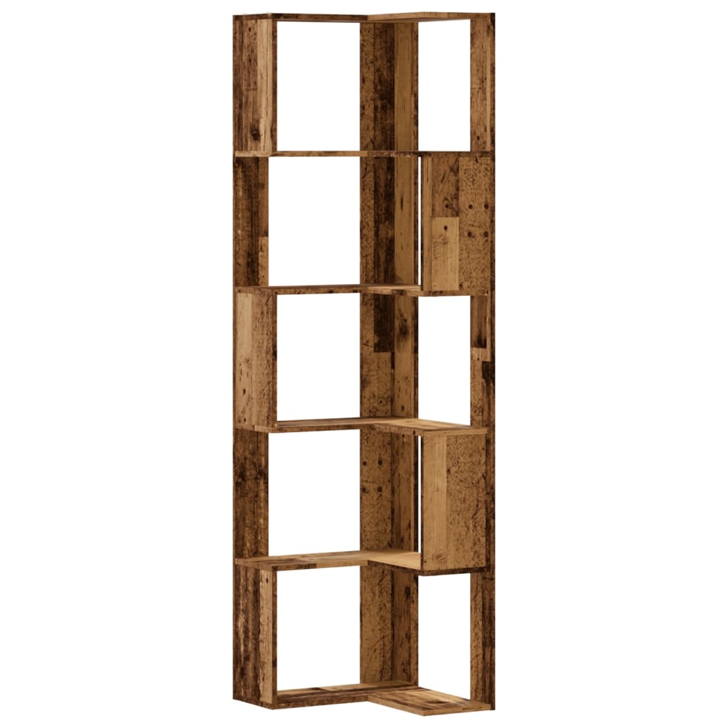 VidaXL Boekenkast 5-laags hoek 50x50x179 cm bewerkt hout oud houtkleur