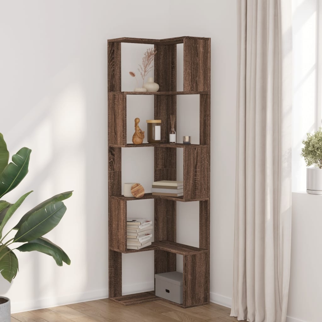 VidaXL Boekenkast 5-laags hoek 50x50x179 cm bewerkt hout bruin eiken