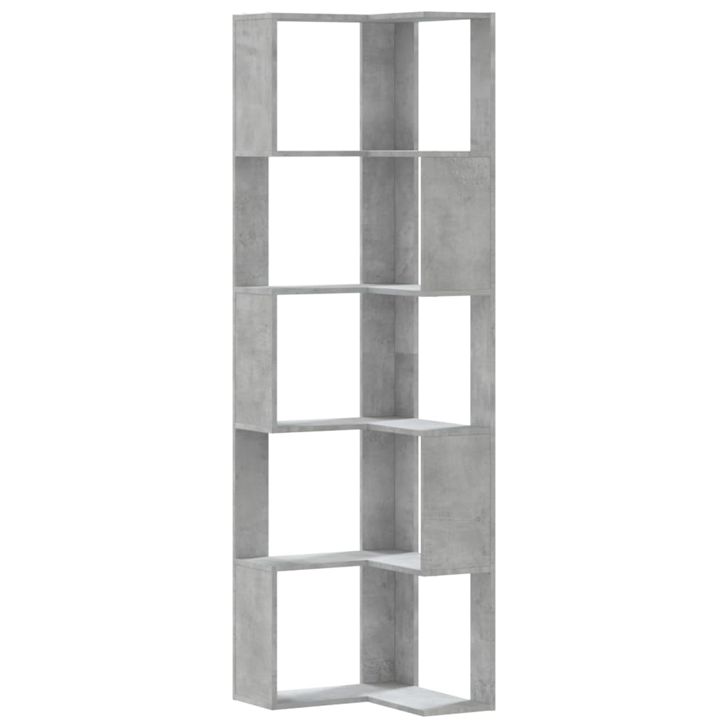 VidaXL Boekenkast 5-laags hoek 50x50x179 cm bewerkt hout betongrijs