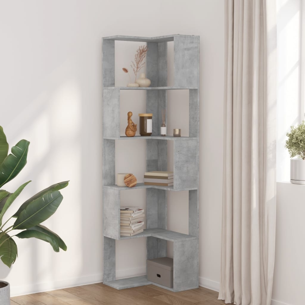 VidaXL Boekenkast 5-laags hoek 50x50x179 cm bewerkt hout betongrijs