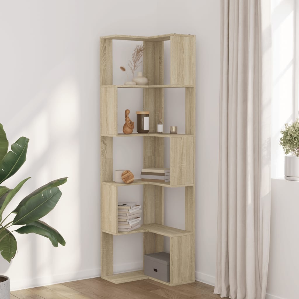 VidaXL Boekenkast 5-laags hoek 50x50x179 cm bewerkt hout sonoma eiken