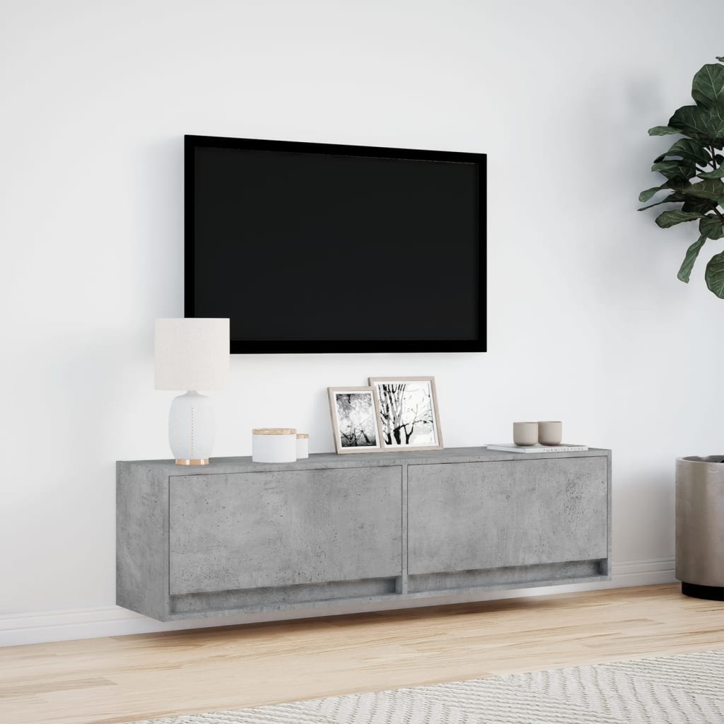 VidaXL Tv-wandmeubel met LED-verlichting 140x31x38 cm betongrijs