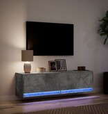 VidaXL Tv-wandmeubel met LED-verlichting 140x31x38 cm betongrijs