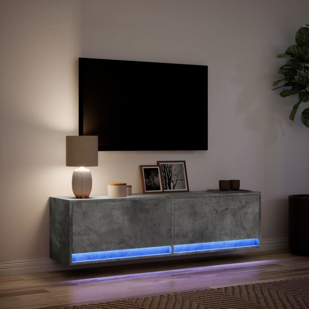 VidaXL Tv-wandmeubel met LED-verlichting 140x31x38 cm betongrijs