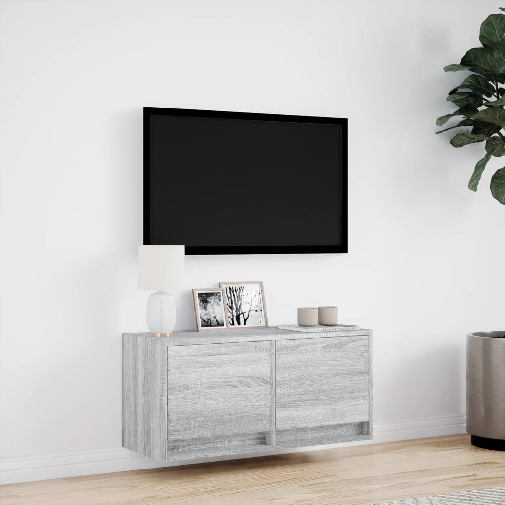 VidaXL Tv-wandmeubel met LED 80x31x35 cm grijs sonoma eikenkleurig