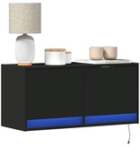 VidaXL Tv-wandmeubel met LED-verlichting 80x31x35 cm zwart