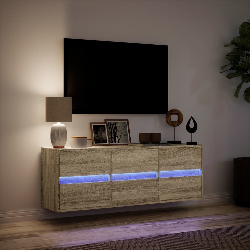 VidaXL Tv-wandmeubel met LED-verlichting 130x31x45 cm sonoma eiken