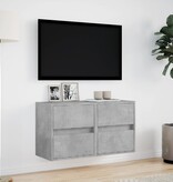 VidaXL Tv-wandmeubels met LED-verlichting 2 st 41x31x45 cm betongrijs