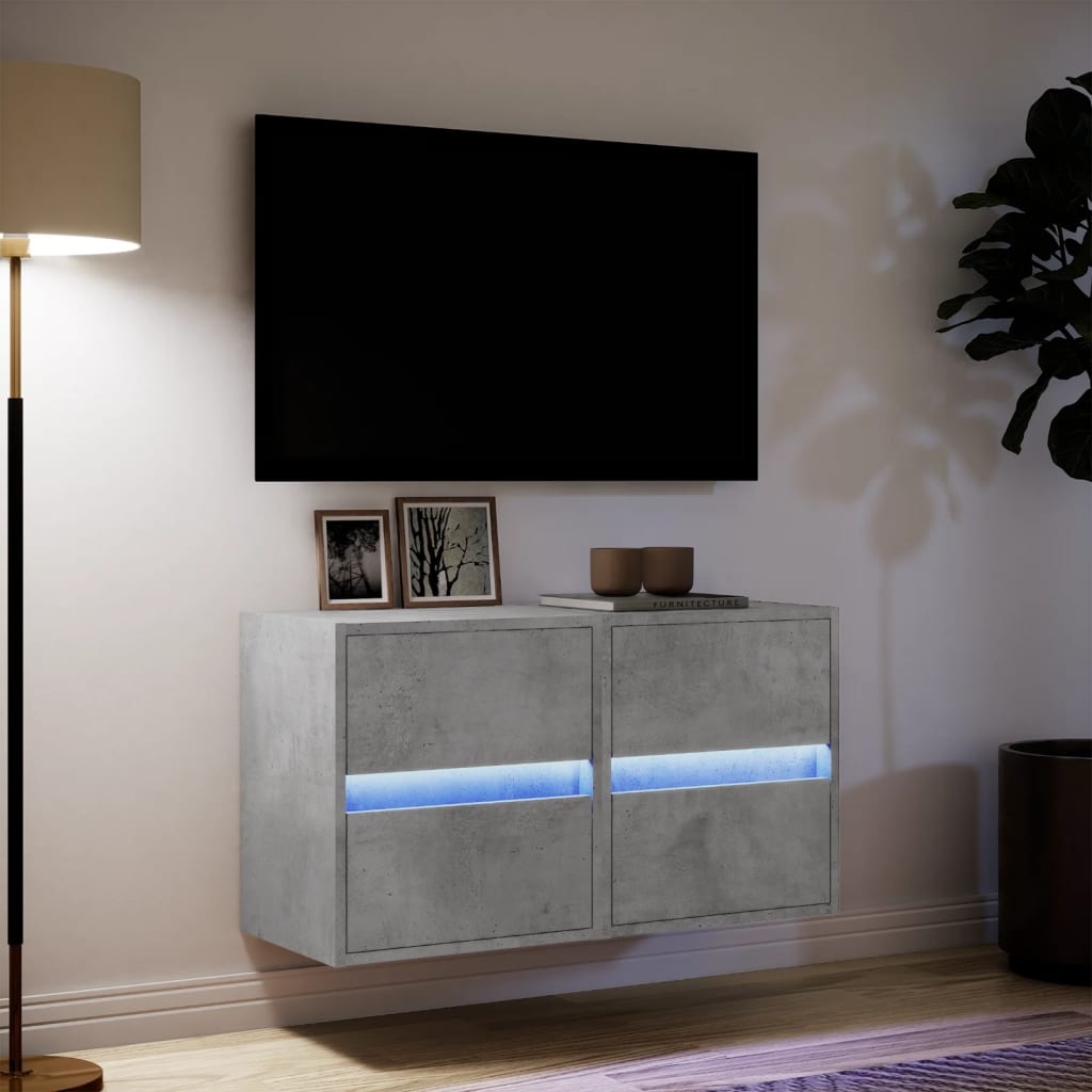 VidaXL Tv-wandmeubels met LED-verlichting 2 st 41x31x45 cm betongrijs