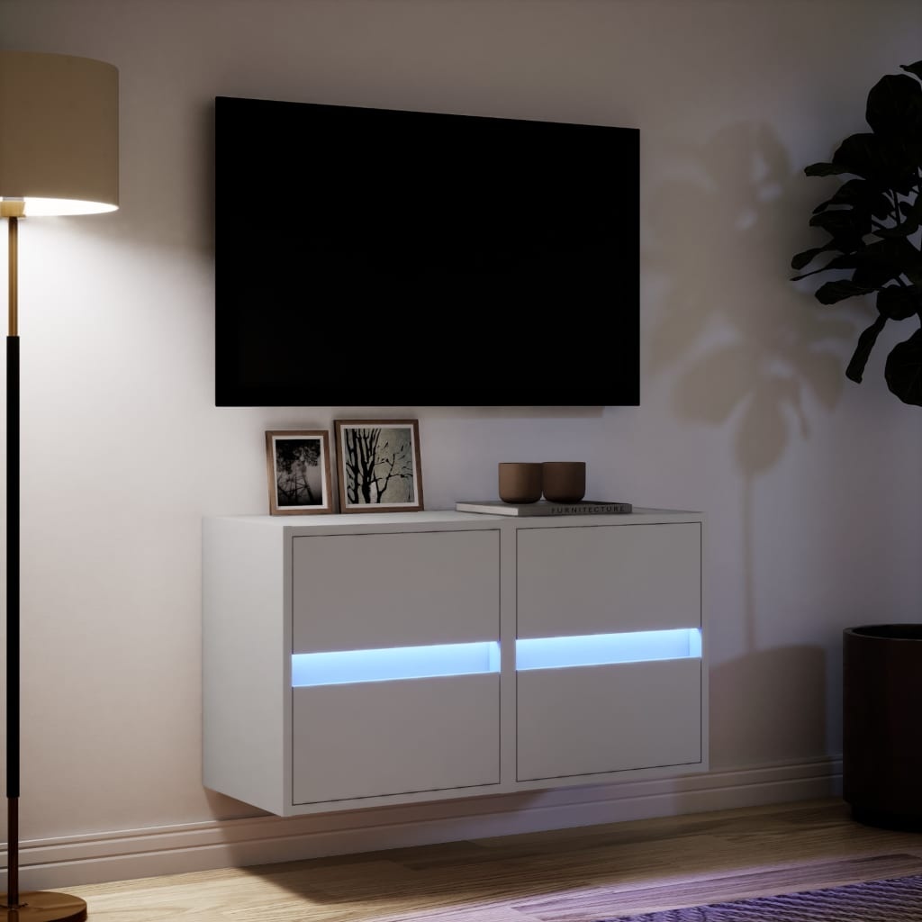 VidaXL Tv-wandmeubels 2 st met LED-verlichting 41x31x45 cm wit