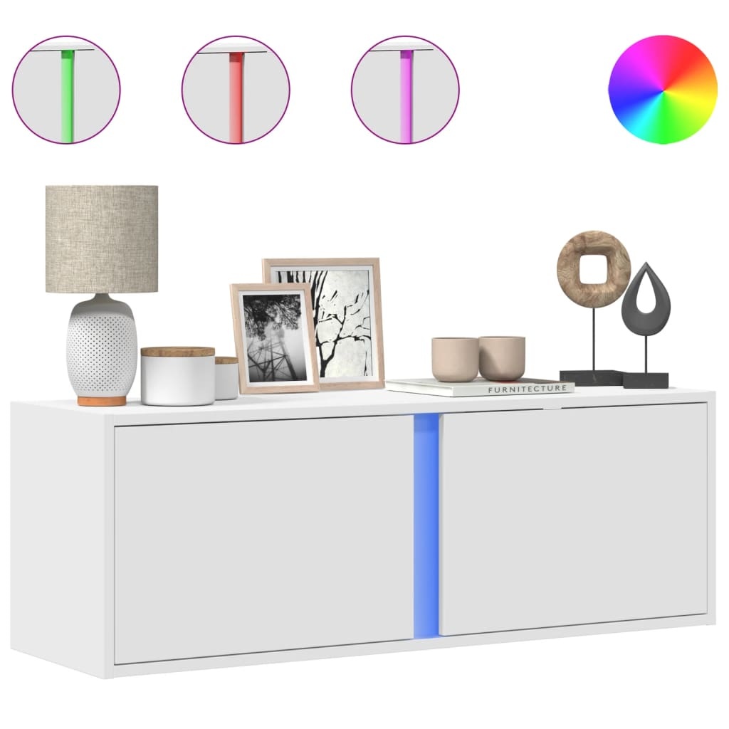 VidaXL Tv-wandmeubel met LED-verlichting 100x31x35 cm wit