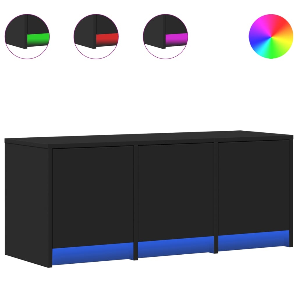 VidaXL Tv-meubel met LED 97x34x40 cm bewerkt hout zwart