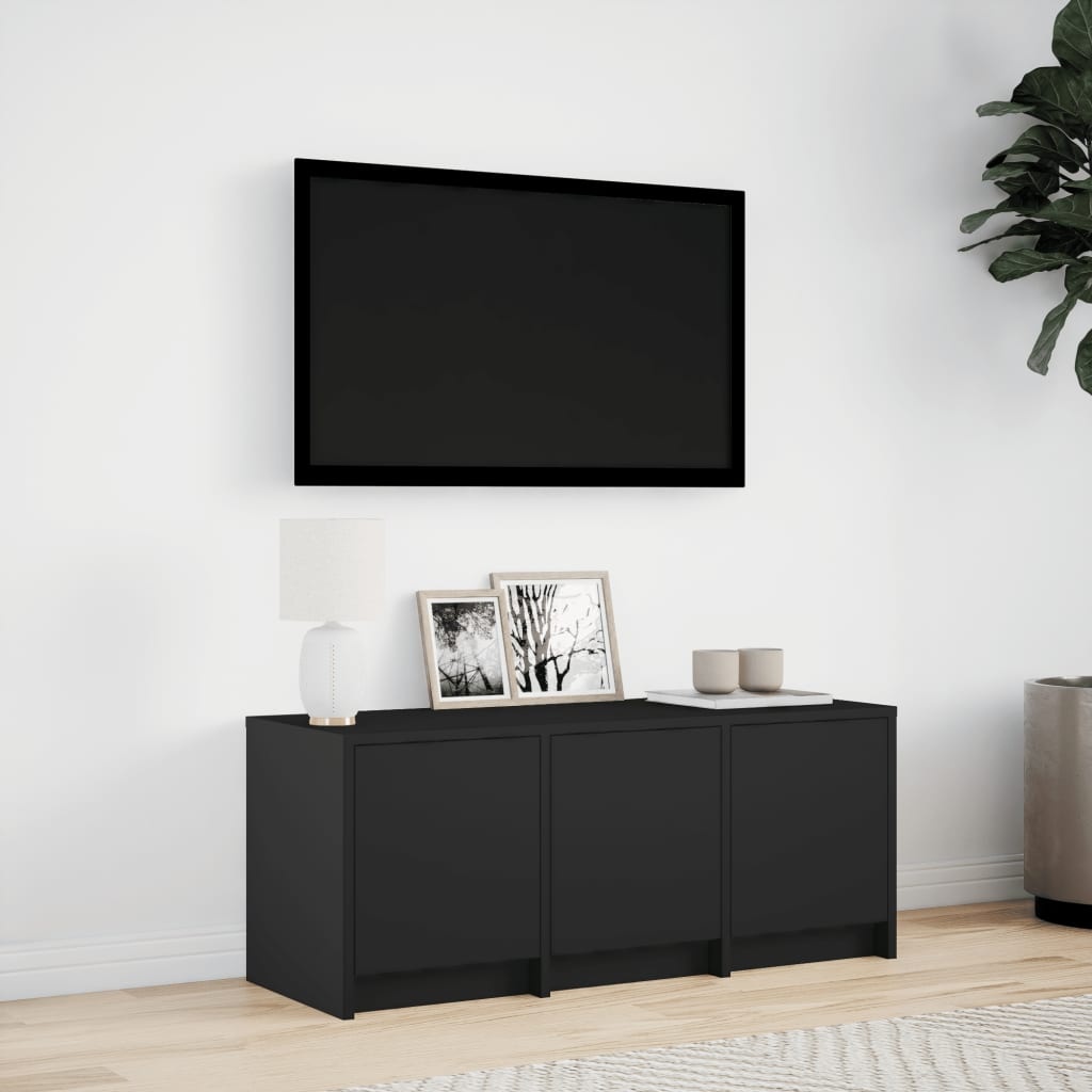 VidaXL Tv-meubel met LED 97x34x40 cm bewerkt hout zwart