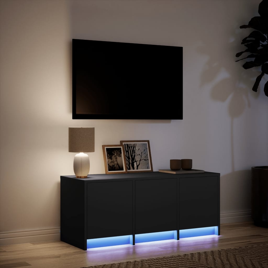 VidaXL Tv-meubel met LED 97x34x40 cm bewerkt hout zwart