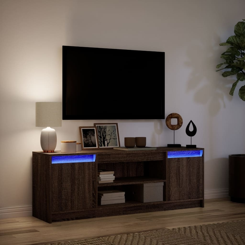 VidaXL Tv-meubel met LED 139,5x34x50 cm bewerkt hout bruin eikenkleur