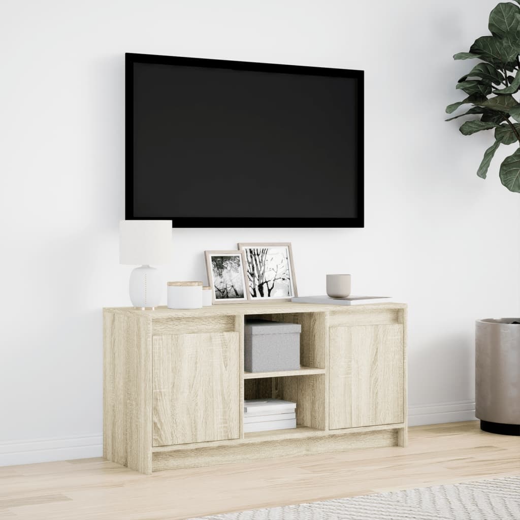 VidaXL Tv-meubel met LED 100x34x50 cm bewerkt hout sonoma eikenkleurig