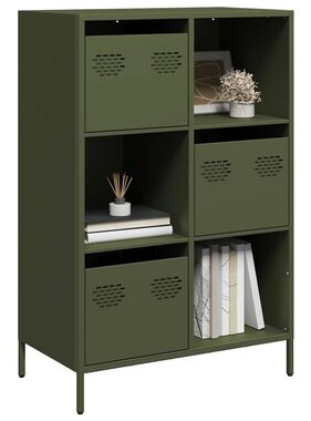VidaXL Hoge kast 68x39x103,5 cm staal olijfgroen