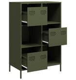 VidaXL Hoge kast 68x39x103,5 cm staal olijfgroen