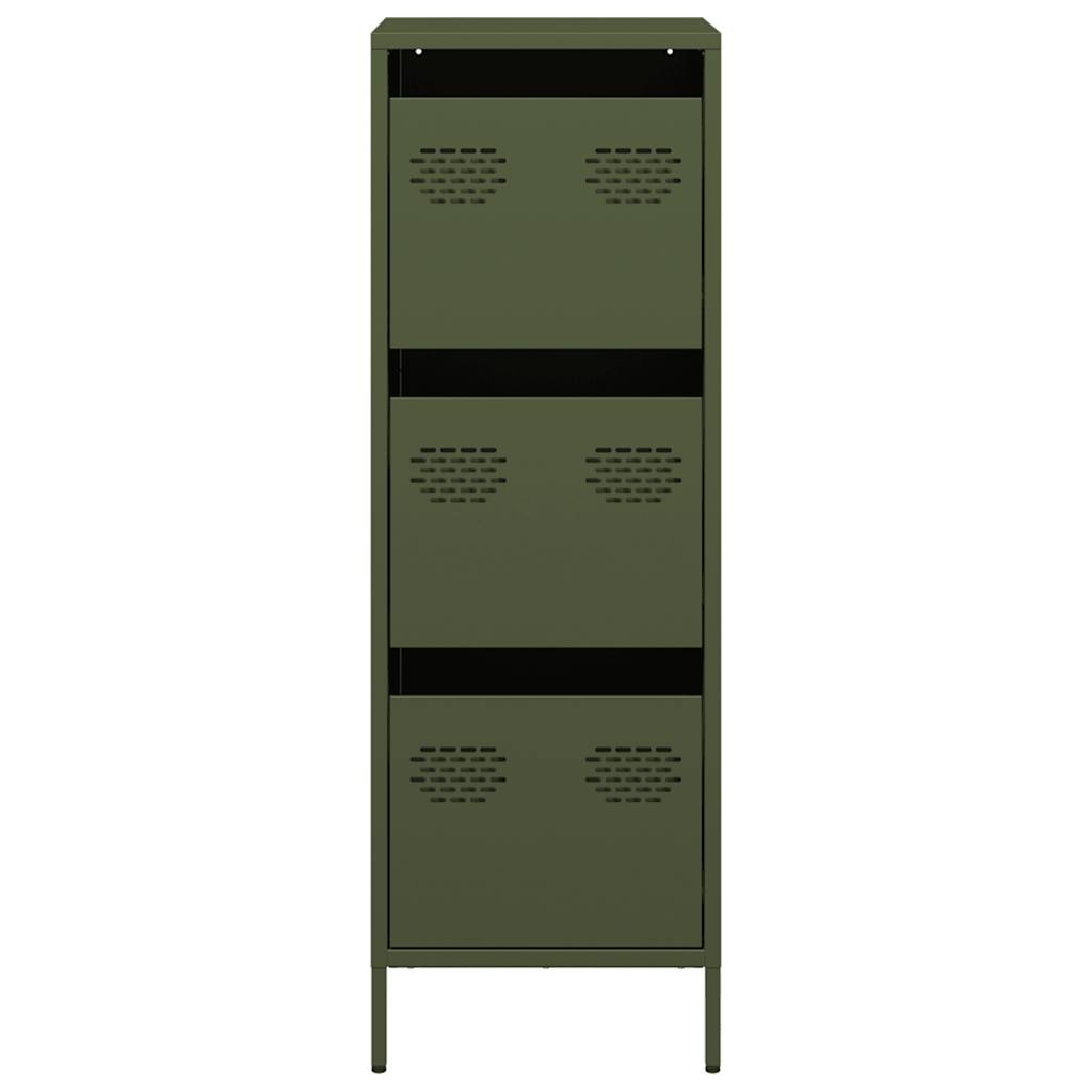 VidaXL Hoge kast 39x35x103,5 cm staal olijfgroen