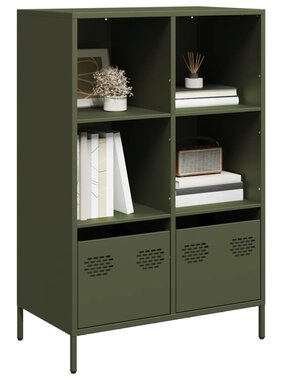 VidaXL Hoge kast 68x39x103,5 cm staal olijfgroen