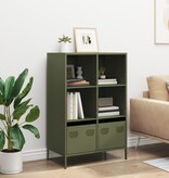 VidaXL Hoge kast 68x39x103,5 cm staal olijfgroen