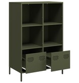 VidaXL Hoge kast 68x39x103,5 cm staal olijfgroen