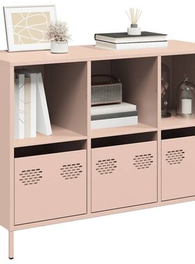 VidaXL Dressoir 101,5x39x73,5 cm koudgewalst staal roze