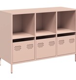 VidaXL Dressoir 101,5x39x73,5 cm koudgewalst staal roze
