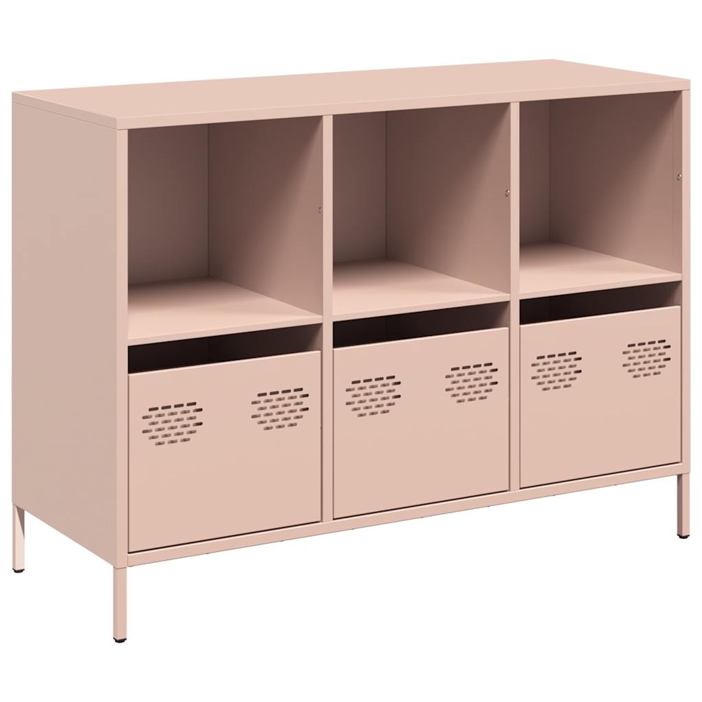 VidaXL Dressoir 101,5x39x73,5 cm koudgewalst staal roze