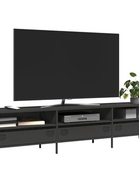 VidaXL Tv-meubel 202x39x43,5 cm koudgewalst staal zwart