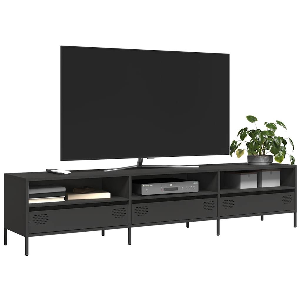 VidaXL Tv-meubel 202x39x43,5 cm koudgewalst staal zwart