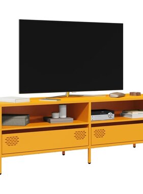 VidaXL Tv-meubel 135x39x43,5 cm koudgewalst staal mosterdgeel
