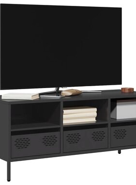 VidaXL Tv-meubel 101,5x39x43,5 cm koudgewalst staal zwart