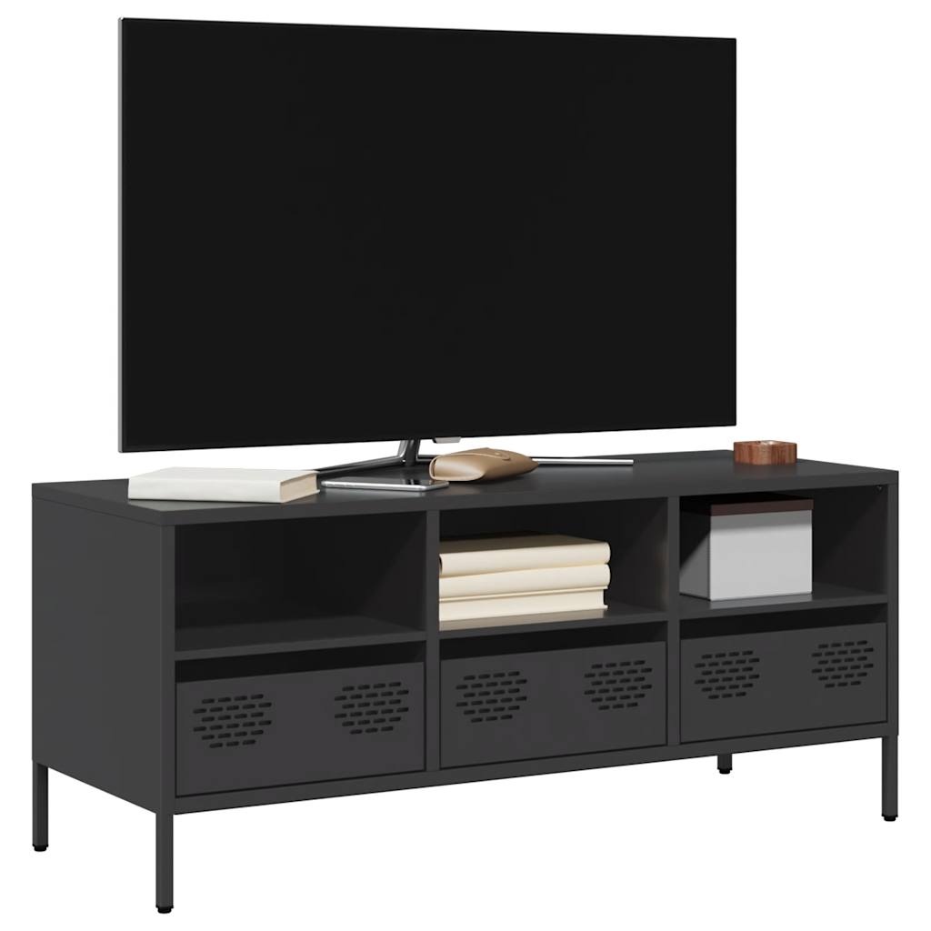 VidaXL Tv-meubel 101,5x39x43,5 cm koudgewalst staal zwart